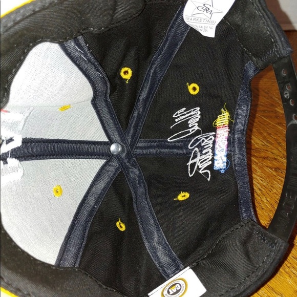 Vintage Ward Burton Cat NASCAR Black and Yellow Snapback Hat made in the USA. - Picture 3 of 4